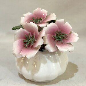 Raybur Staffordshire Bone China England Flowers in Pot Figurine Vintage AS IS